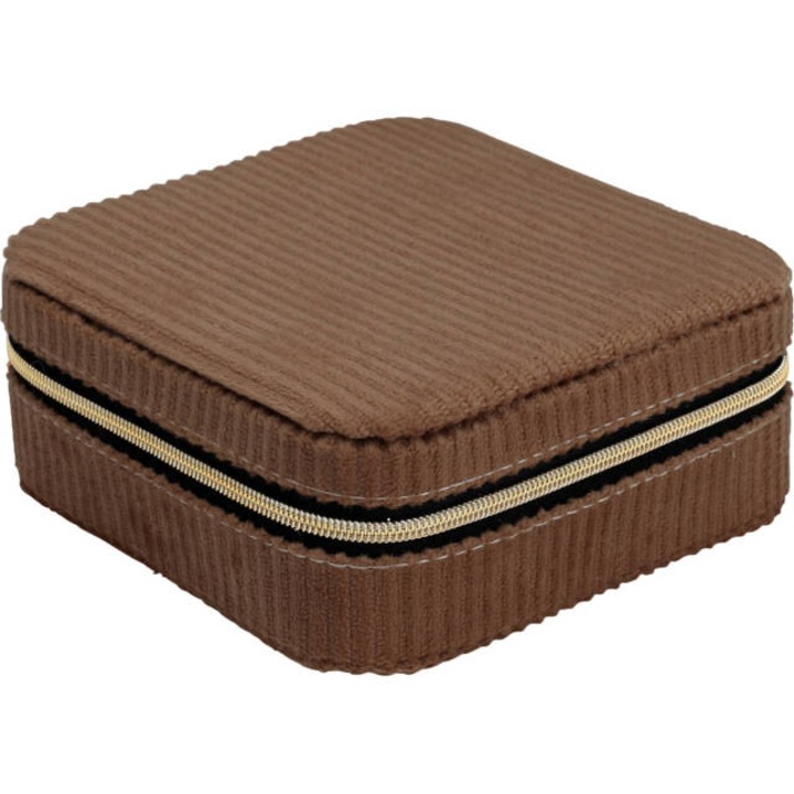 Cutie pentru bijuterii, catifea, 12 x 12 x 5 cm - maro