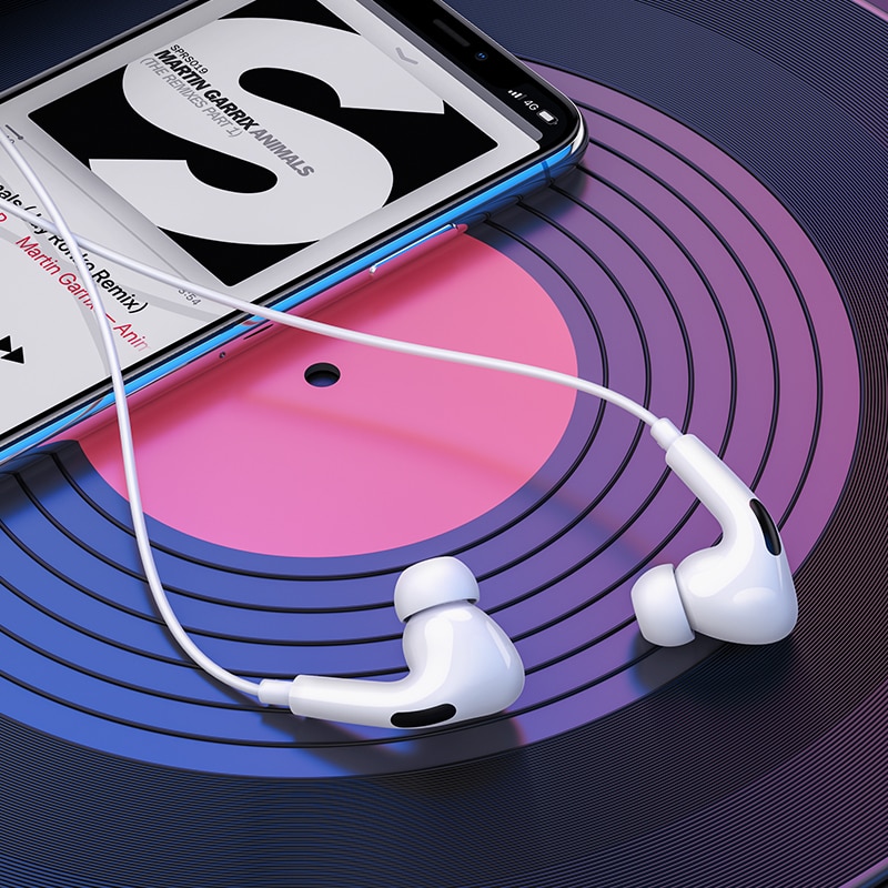 Casti audio In Ear, microfon incorporat si control volum, conector Jack 3.5mm, BM30 Pro, 1.2m lungime, Alb