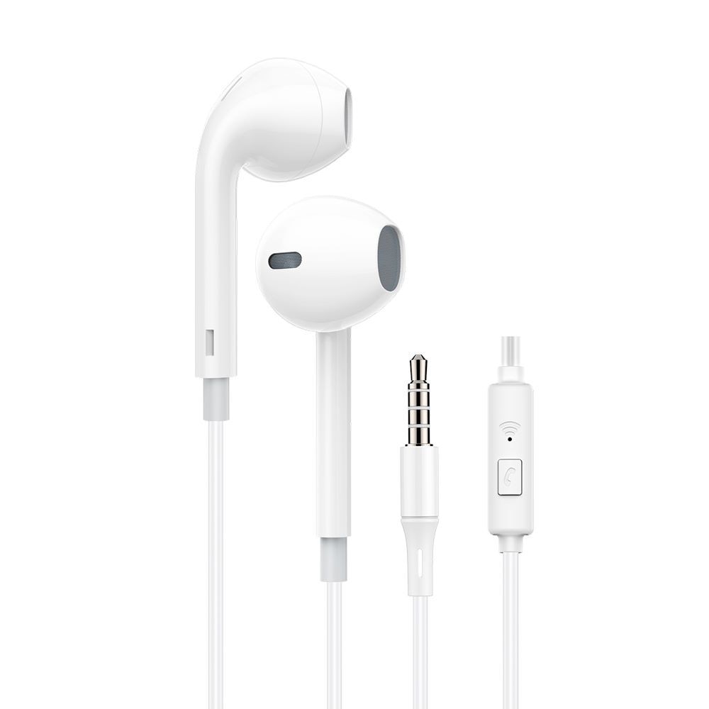 Casti cu microfon X-Start Daden EJ207, Control pe fir, Cablu 120 cm, Conector jack 3.5mm, Alb
