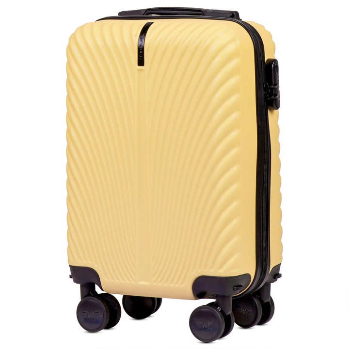 Куфар Малък XS Wings Swan, ABS, 4 подвижни колела, заключване, 51,5 см, светложълта