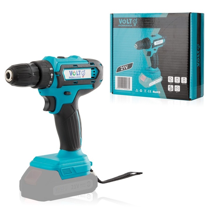 Vezeték nélküli fúrógép, mechanikus reduktor 0-400 1350rpm, 18 nyomatékfokozat + fúrás, 0.8-10mm, (akkumulátort nem tartalmaz)
