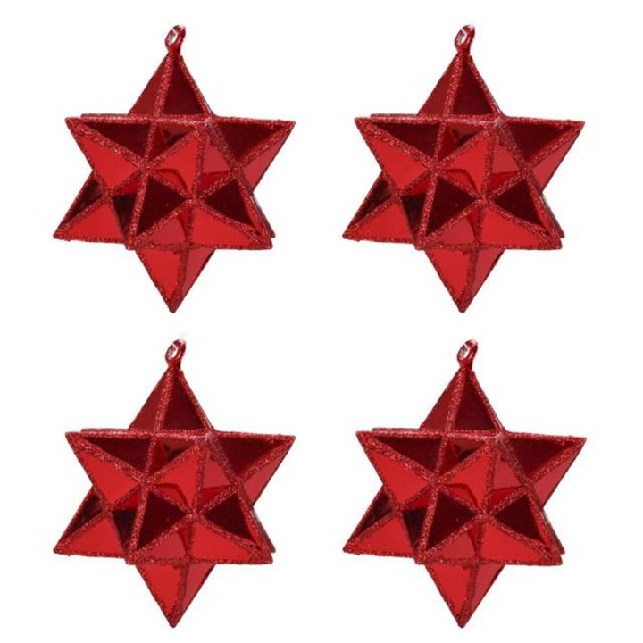 Stele spatiale din plastic, 4 buc, Ø 7, 5 cm - rosu