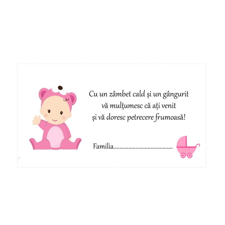 Plic Bani Botez Bebe Roz