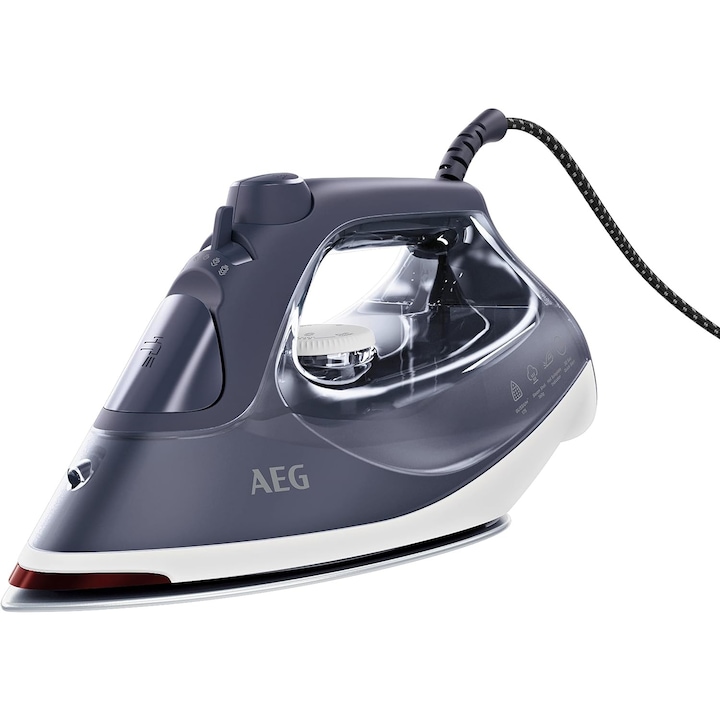 Fier de calcat cu aburi AEG Delicate 6000, 2400 W, debit de abur continuu 40 g/min, Jet de abur 160g, sistem anti-calcar, Albastru