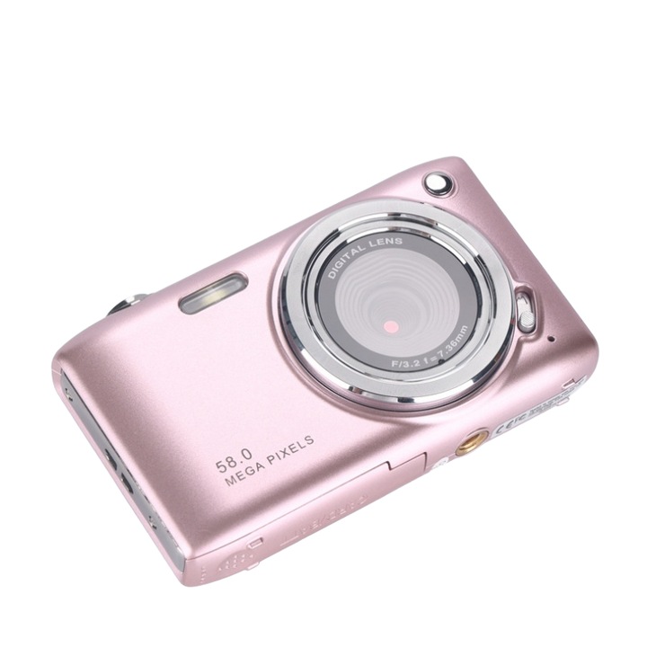 Shaoke, 2,88 hüvelykes HD digitális fényképezőgép, 58 megapixel, autofókusz, 16-szoros digitális zoom, rózsaszín
