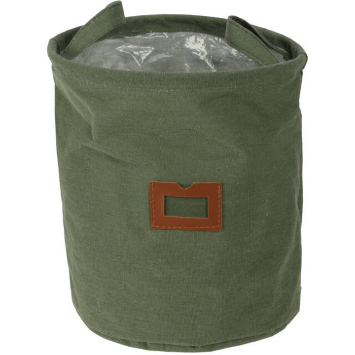 Cos din material cu fereastra si manere, Ø 24 cm - kaki