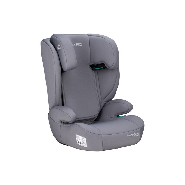 Scaun auto, FreeON, Vega, I-Size, Grupa 2/3, 100-150 cm, 4-12 ani, Cu husa detasabila, Cu cotiere, Cu tetiera reglabila 14 pozitii, Conform ECE R129, Gri