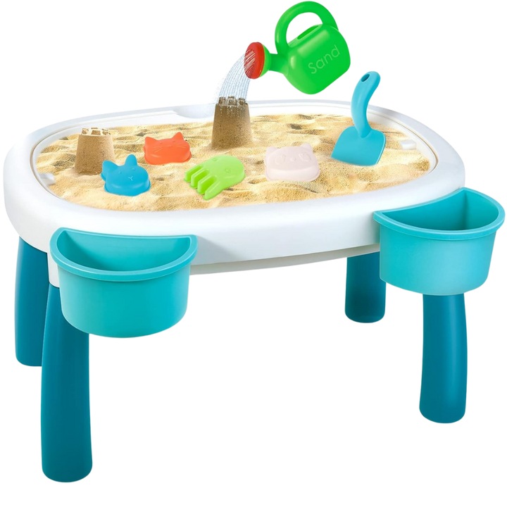 Masuta de joaca cu nisip si apa pentru copii, 8 accesorii incluse, 42x26 cm, multicolor, PROMERCO®