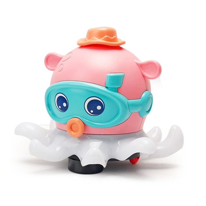 Интерактивна играчка октопод, С 2 топки, Розов, Светлини и звуци, 17 см, Dalimag