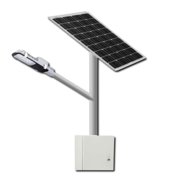 Stalp de iluminat fotovoltaic, alb