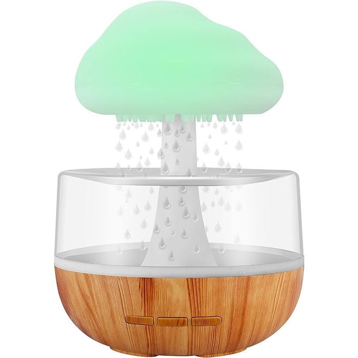 Aroma difuzor Smartix 500ml, Umidificator Modern, cu lampa LED, Nor de ploaie, Alb engros