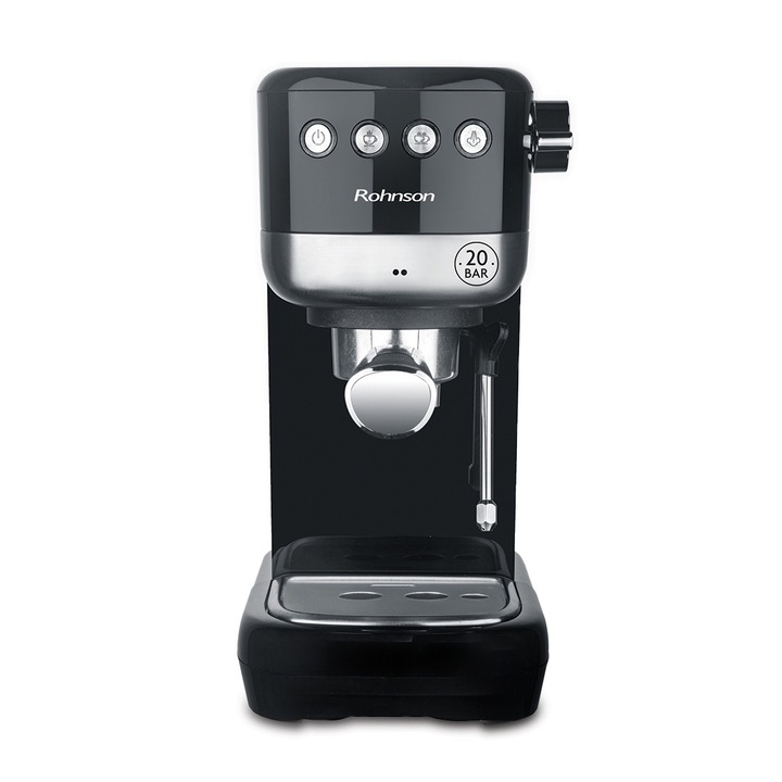 Espressor manual 2 in 1 (capsule, cafea macinata), Rohnson R98014, 20 bari, 1350 W, 1, 3 L, protectie impotriva supratensiunii si supraincalzirii, sistem ERP