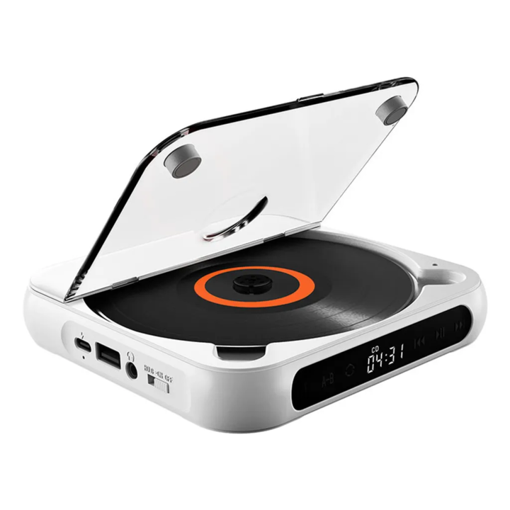 Bluetooth CD lejátszó, Többfunkciós, USB-n keresztül újratölthető, 1200mah akkumulátor, Hosszú akkumulátor-élettartam, Fehér szín