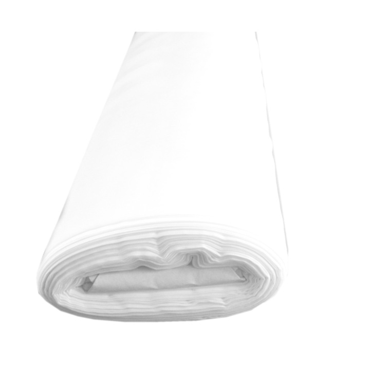 Perdea voal alb rola, 50 metri, mat, uni, cu fir de plumb