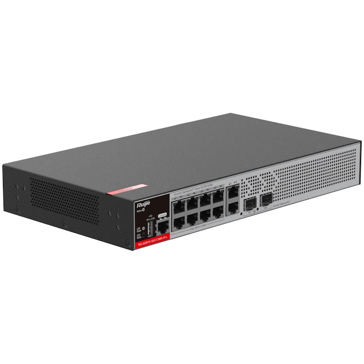 Суич Ruijie Reyee PoE+ 10 Gigabit порта 8 PoE порта и 2 SFP порта 150W Tp-link Черен