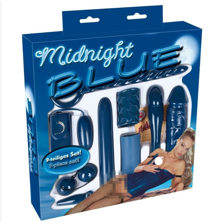 Комплект от 9 еротични части Obsessive, Син, TPE/ABS, Различни размери