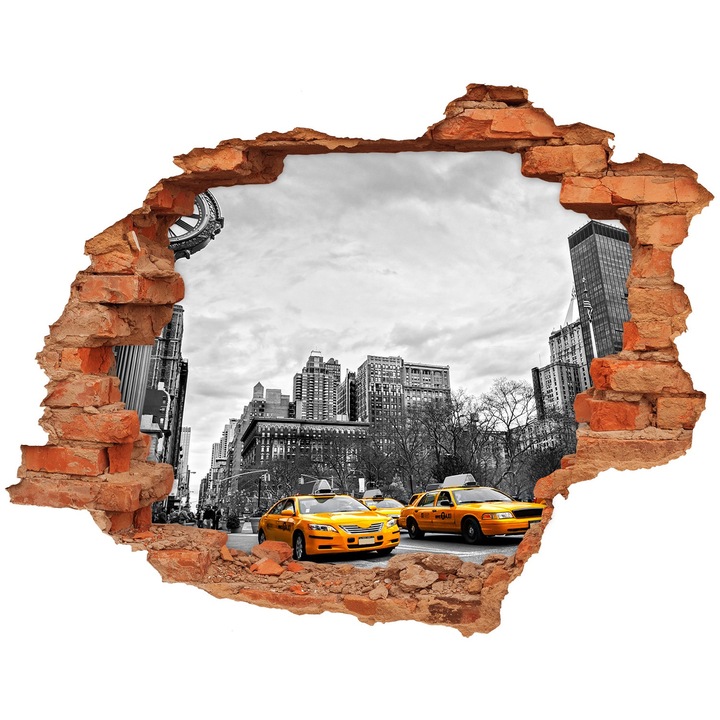 Autocolant decorativ pentru gaura. Tulup. Taxiuri din New York. 120x93 cm. 010120080040000008495