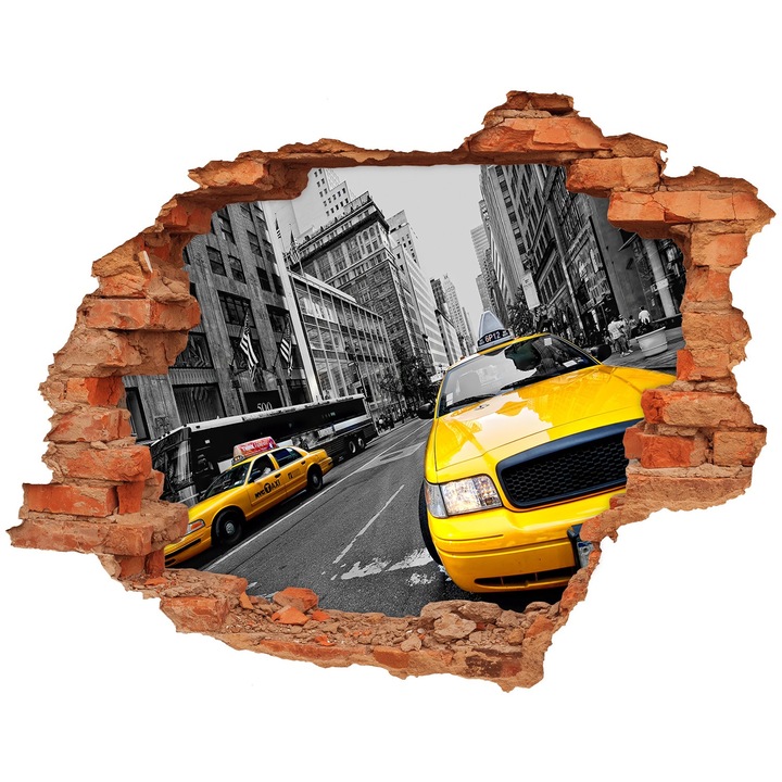 Autocolant decorativ pentru gaura. Tulup. Taxiuri din New York. 120x93 cm. 010120080040000008483