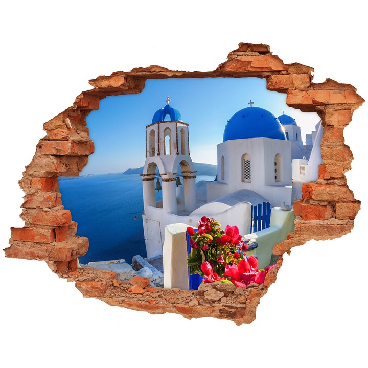 Autocolant decorativ pentru gaura. Tulup. Santorini Grecia. 120x93 cm. 010120080040000008296