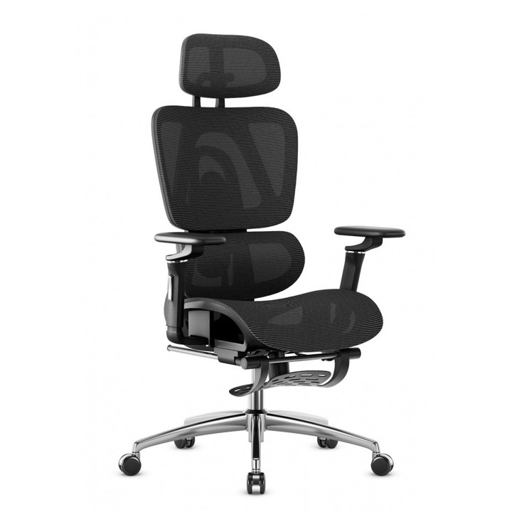 Premium ergonomikus irodai szék, 7.9, állítható magasság, lábtámasz, fekete