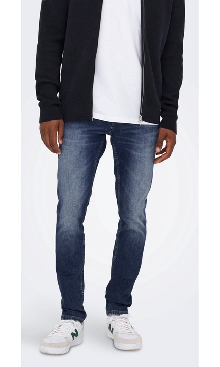 Férfi hosszú farmernadrág, ONLY & SONS, 3970, vékony szabású, pamut, Blue Royal