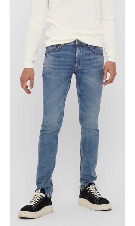 Férfi hosszú farmernadrág, ONLY & SONS, 3970, vékony szabású, pamut, Kék