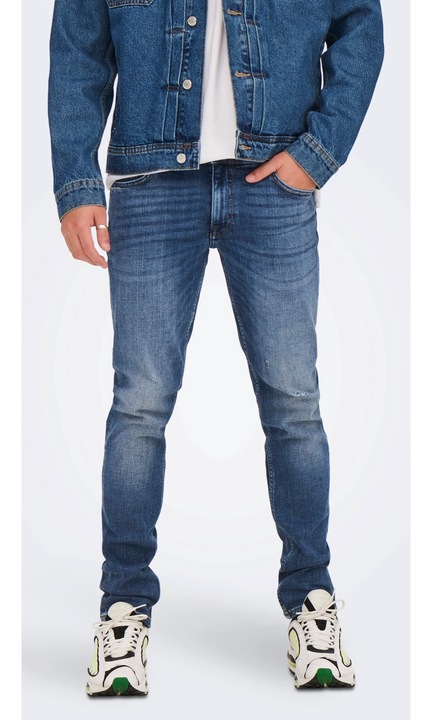 Férfi hosszú farmernadrág, ONLY & SONS, 3967, vékony szabású, pamut, Világoskék