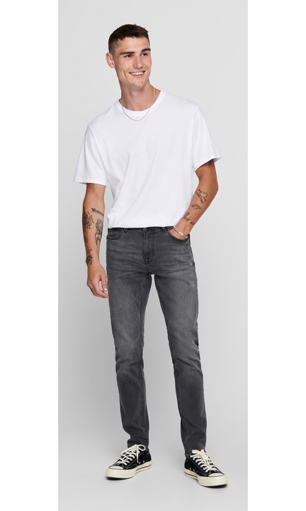 Férfi hosszú farmernadrág, ONLY & SONS, 3977, Skinny, pamut, Szürke