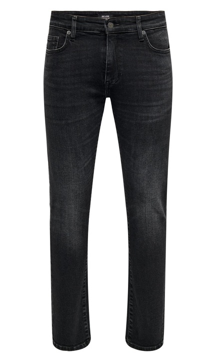 Férfi hosszú farmernadrág, ONLY & SONS, 7065, vékony szabású, pamut, Fekete