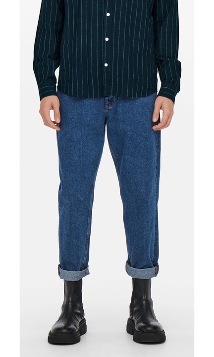 Férfi hosszú farmernadrág, ONLY & SONS, 3976, Normál szabású, pamut, Kék