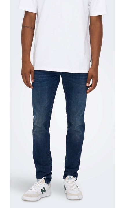 Férfi hosszú farmernadrág, ONLY & SONS, 3969, vékony szabású, pamut, Sötétkék