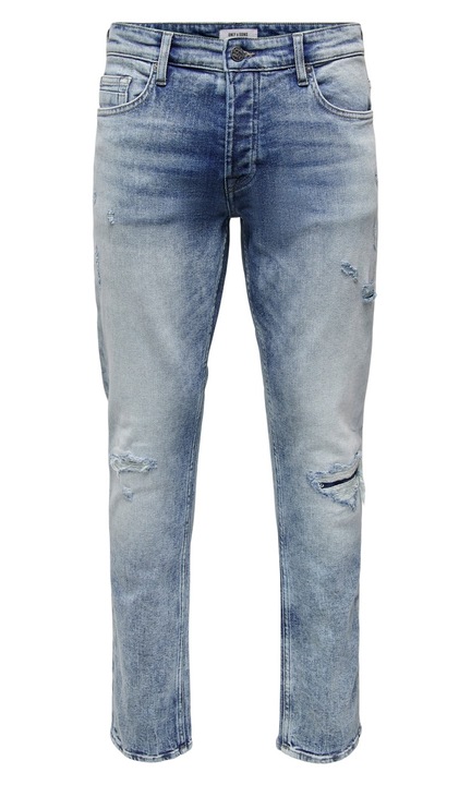 Férfi hosszú farmernadrág, ONLY & SONS, 3969, vékony szabású, pamut, Melange világoskék