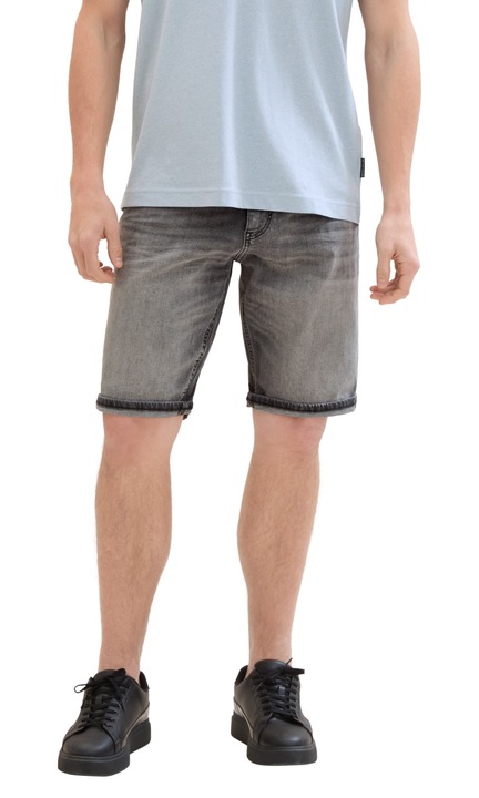 Férfi rövid farmernadrág, TOM TAILOR, 7363, Normál szabású, pamut, Szürke