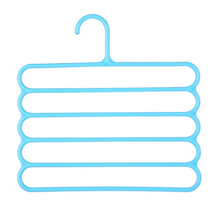 Set 24 Umerase Multifunctionale Mercaton din Plastic cu 5 pozitii pentru Haine si Accesorii, Anti-derapante, 31 x 31 cm, Albastru