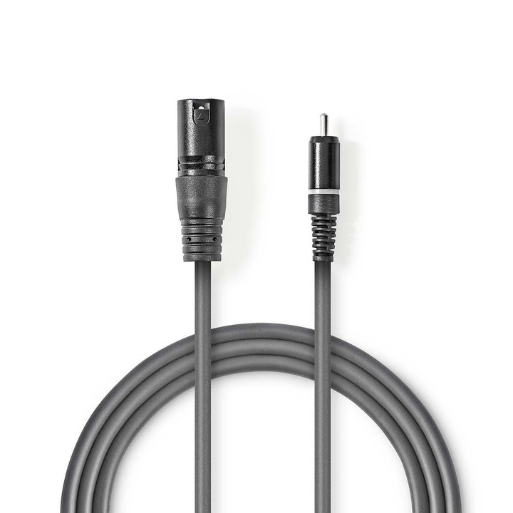 XLR-RCA audiokábel XLR 3 tűs apa - RCA apa 1,5 m Szürke NEDIS