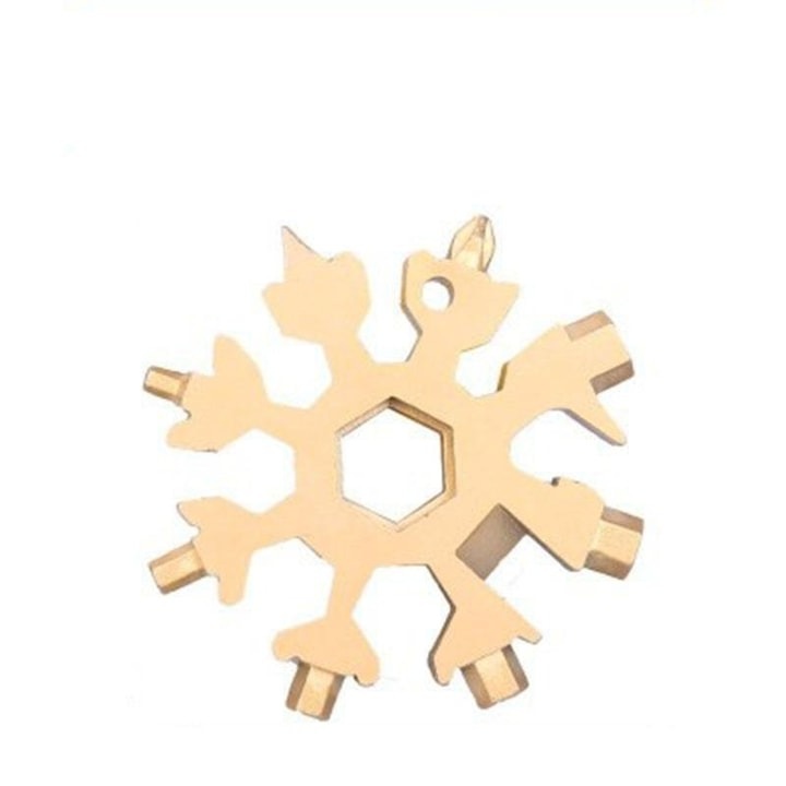 Cheie multifunctionala, 18 in 1, forma de fulg, auriu, otel inoxidabil, 6.4 x 6.4 x 0.6 cm, Dactylion®