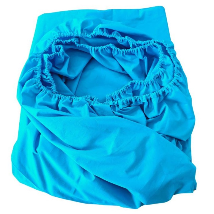 Cearceaf de pat cu elastic Ciel Ariale, bumbac ranforce, 180 X 200 X 25 cm, turcoaz