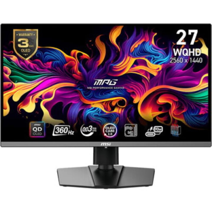 Монитор, MSI MPG 271QRX QD-OLED, 26.5", 360Hz, 0.03ms, WQHD 2560x1440, Oled Care 2.0, Fanless Design with Gra