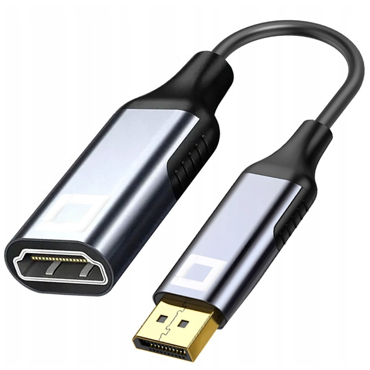 Adaptor Cablu, Co2®, DisplayPort la HDMI 2.1 8K/60Hz, 4K/60Hz, 2K/240Hz, Full HD, Dynamic HDR DSC 3D HDCP 2.2 FEC FreeSync G-Sync, Plug &Play, 32.4Gbps, unidirectional, Aluminiu Space Gray