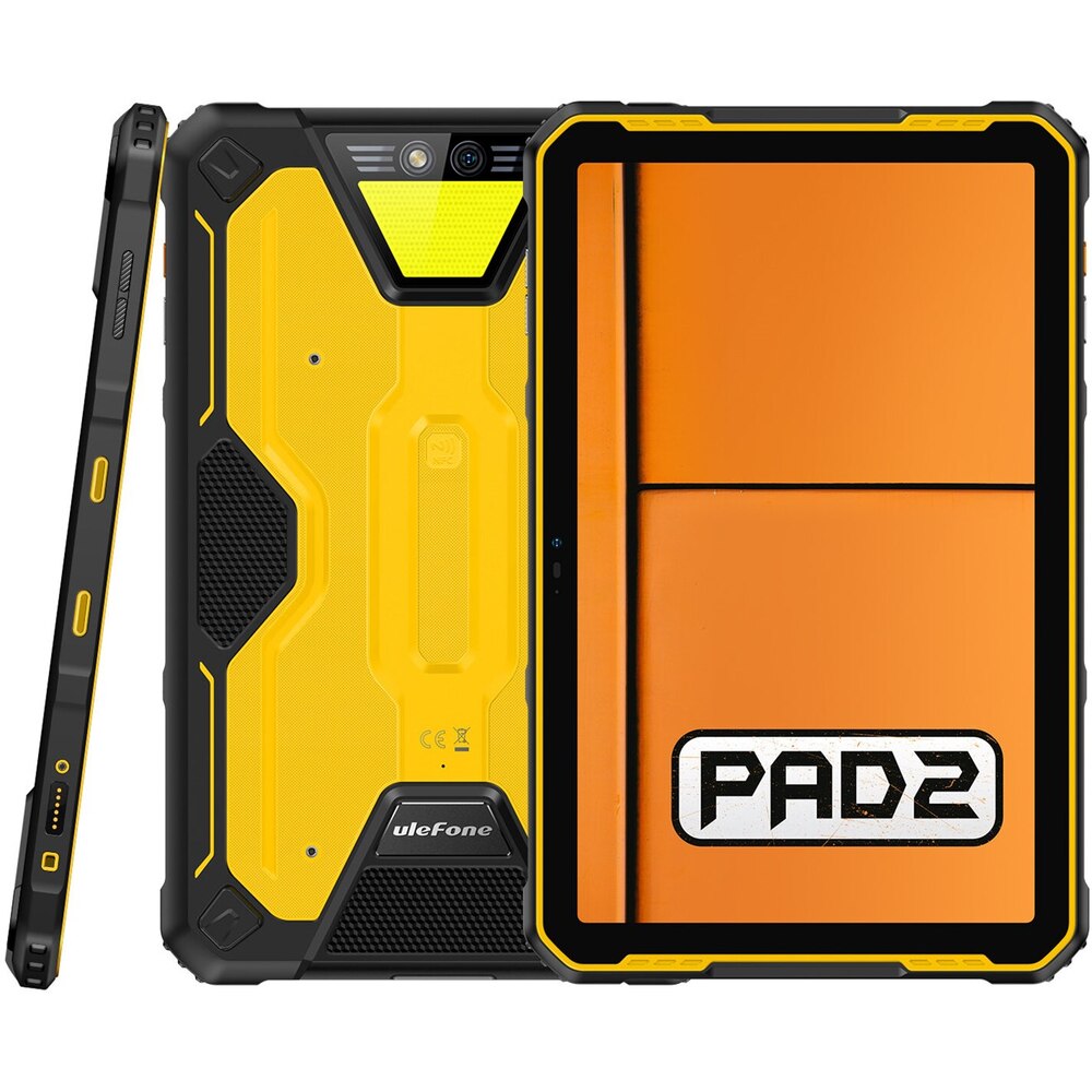 Tableta Ulefone Armor Pad 2, Procesor MediaTek Helio G99 Octa-Core, Ecran IPS 2K 11", 8GB RAM, 256GB Flash, 48MP+16MP, Bluetooth, 4G, Dual SIM, Android, Fara incarcator Negru/Galben