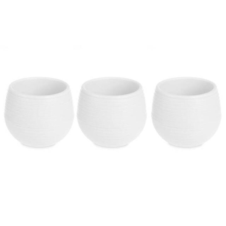 Önöntöző virágcserép, műanyag, 3 db, Ø 14 cm - fehér