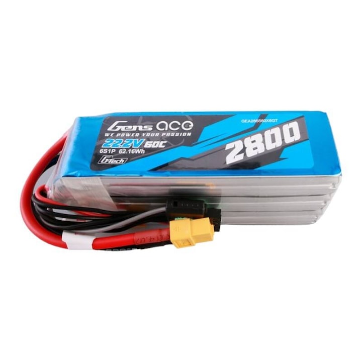 Acumulator Lipo, Gens ace, G-Tech, 2800mAh, 22.2V, 60C, 117x35x49mm, XT60, Multicolor