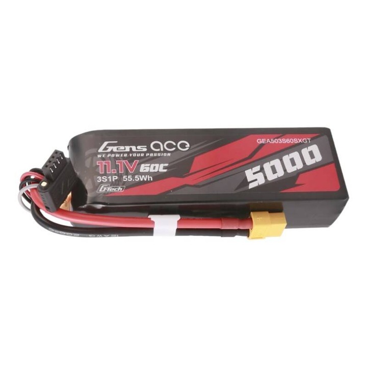 Lipo батерия, Gens ace, G-Tech, 5000mAh, 11.1V, 60C, XT60, 153x44x25mm