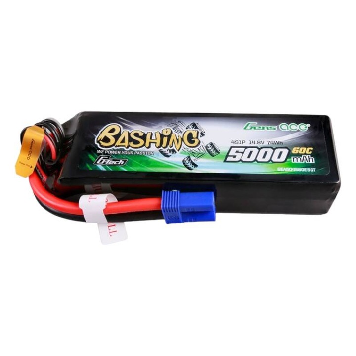 Lipo akkumulátor, Gens ace, G-Tech, 5000mAh, 14.8V, 60C, Bashing sorozat, 136x42x34mm, EC5