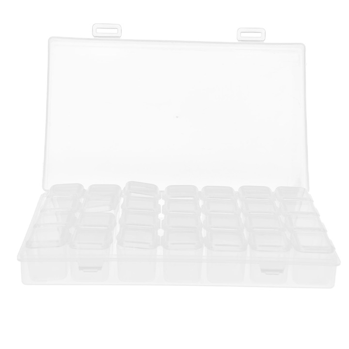 Cutie de depozitare din plastic transparent cu 28 de sloturi, transparenta