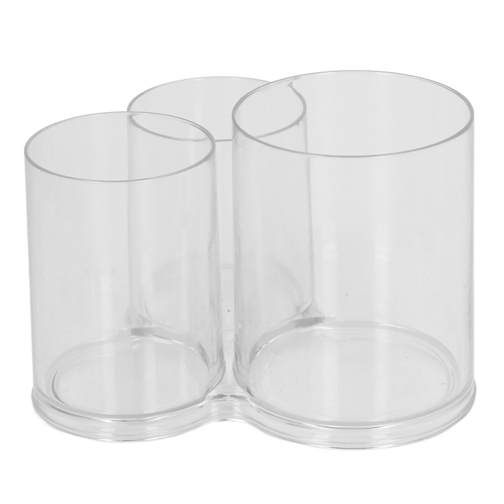 Cilindru pentru pensule de machiaj, QttvbTna, plastic, 15 x 13 x 10.8 cm, transparent
