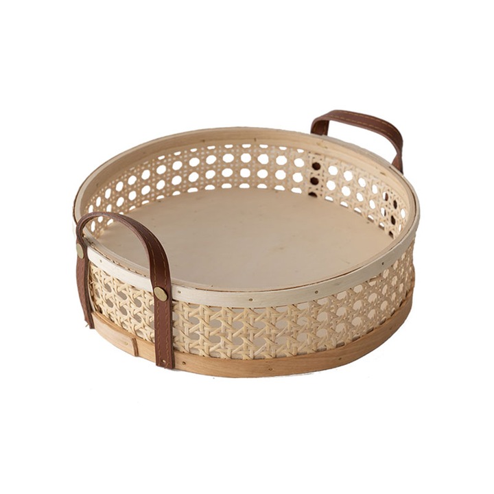 Cos paine QttvbTna, ratan, bej, 24x24x6cm, 29x29x6cm