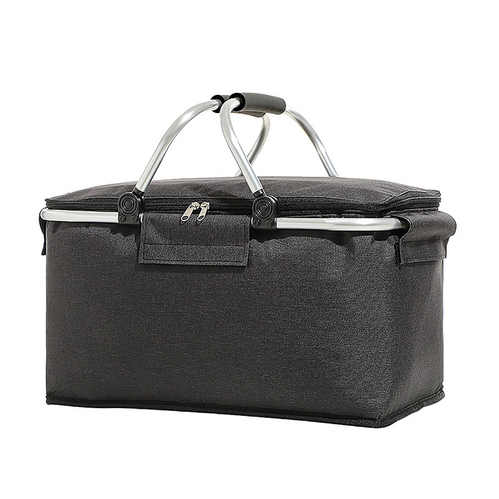 Hőszigetelt kosár, Polietilén, Összecsukható, Űrtartalom 30 L, 42 x 23 x 23 cm, Fekete