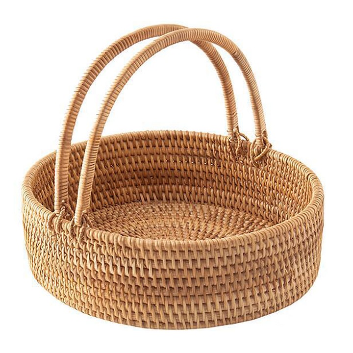 Rattan piknikkosár, KkvoGmle, ovális, 28x26x8cm, 1 db.