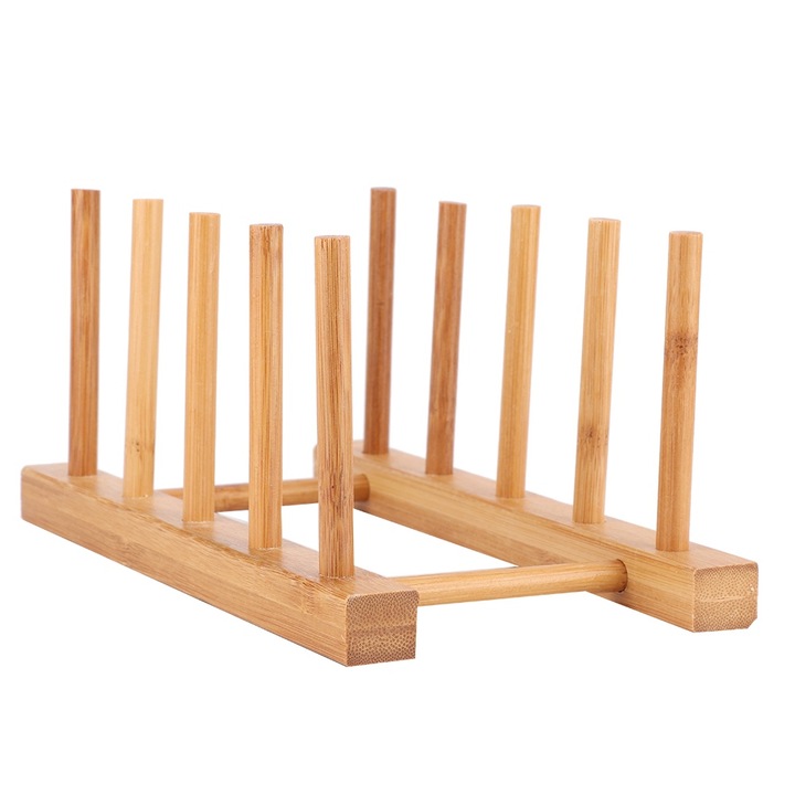Suport Uscator Vase QttvbTna, Bambus Natural, Multifunctional, 21x12x9.5cm